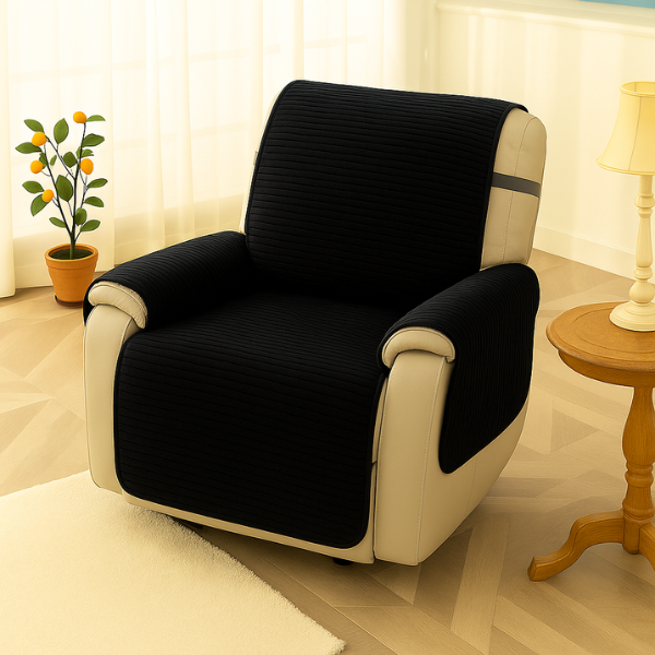 Набор накидок на односпальное кресло из мебельного велюра 53х100/53х90/56х56 см 2 шт. Черный (33297692)