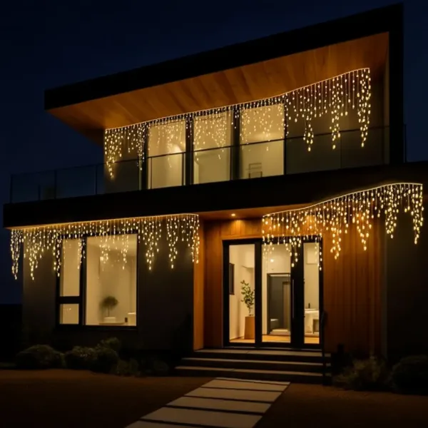 Уличная гирлянда Бахрома от сети 600 LED 36 м белая нить Теплый белый (21-107-36MWY)