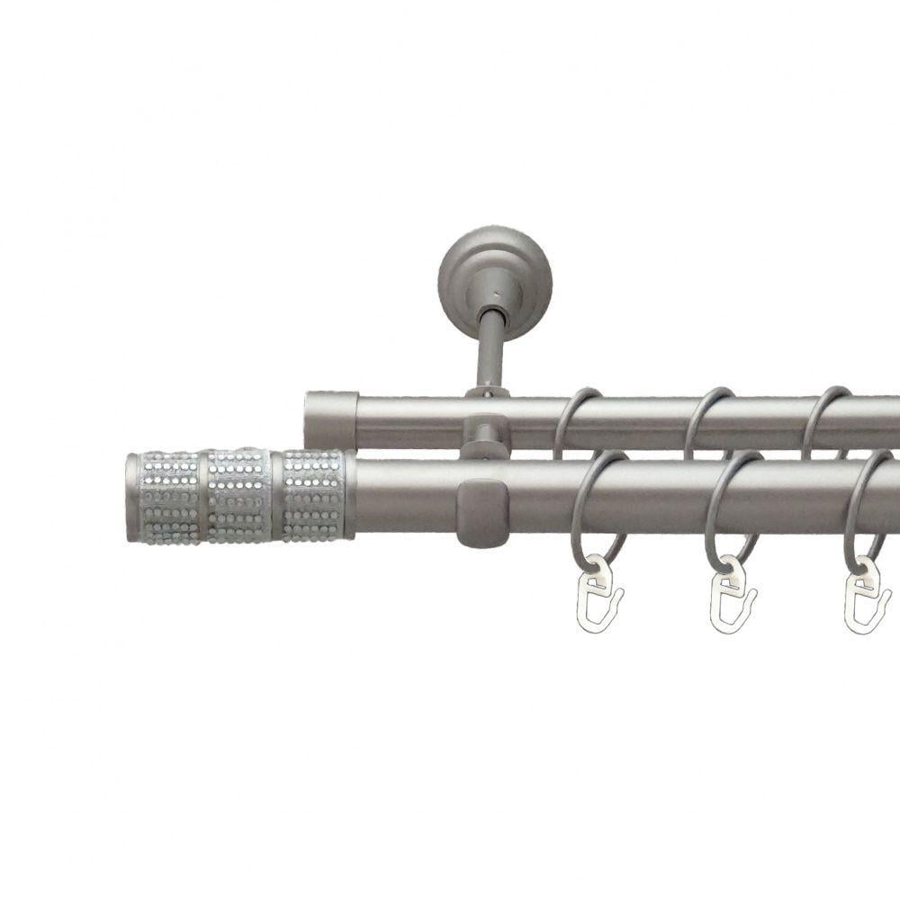 Карниз Orvit Діанела металевий дворядний відкритий гладка труба кільце металеве 25/19 мм 160 см Сатин (00-00011079)