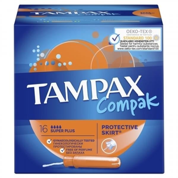 Тампоны Tampax Compak Super Plus с аппликатором 16 шт. 4 капли