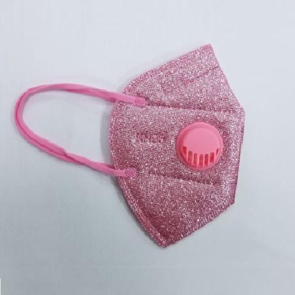 Респіратор з клапаном 4-шаровий FFP2 KN95 з блискітками Рожевий (EK000133)