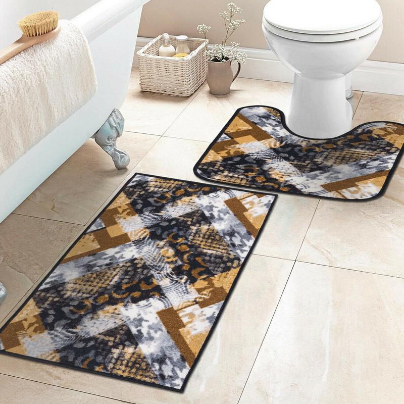 Набір килимків у ванну кімнату Mac Carpet Taba 320-2 50х80 см/57х60 см Сірий/Бежевий (10416019)