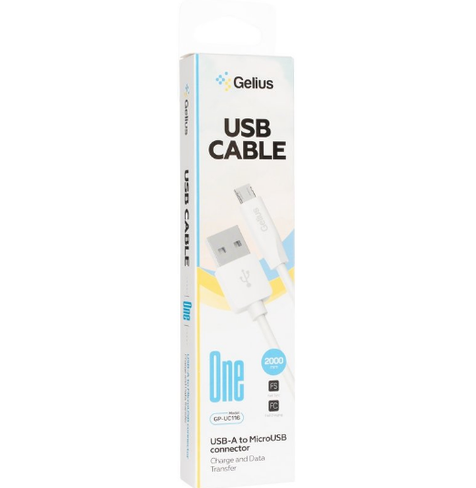 Кабель Gelius One Cable USB to MicroUSB GP-UC115 12W 2 м White