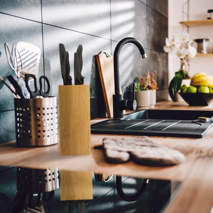 Держатель для ножей Relaxdays квадратный из дерева (1863415) - фото 5