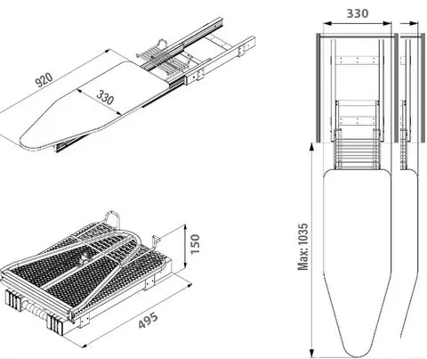 Прасувальна дошка для гардеробу Starax розкладна нижнього кріплення Антрацит (S-6616-A) - фото 6 Прасувальна дошка для гардеробу Starax розкладна нижнього кріплення Антрацит (S-6616-A) - фото 6