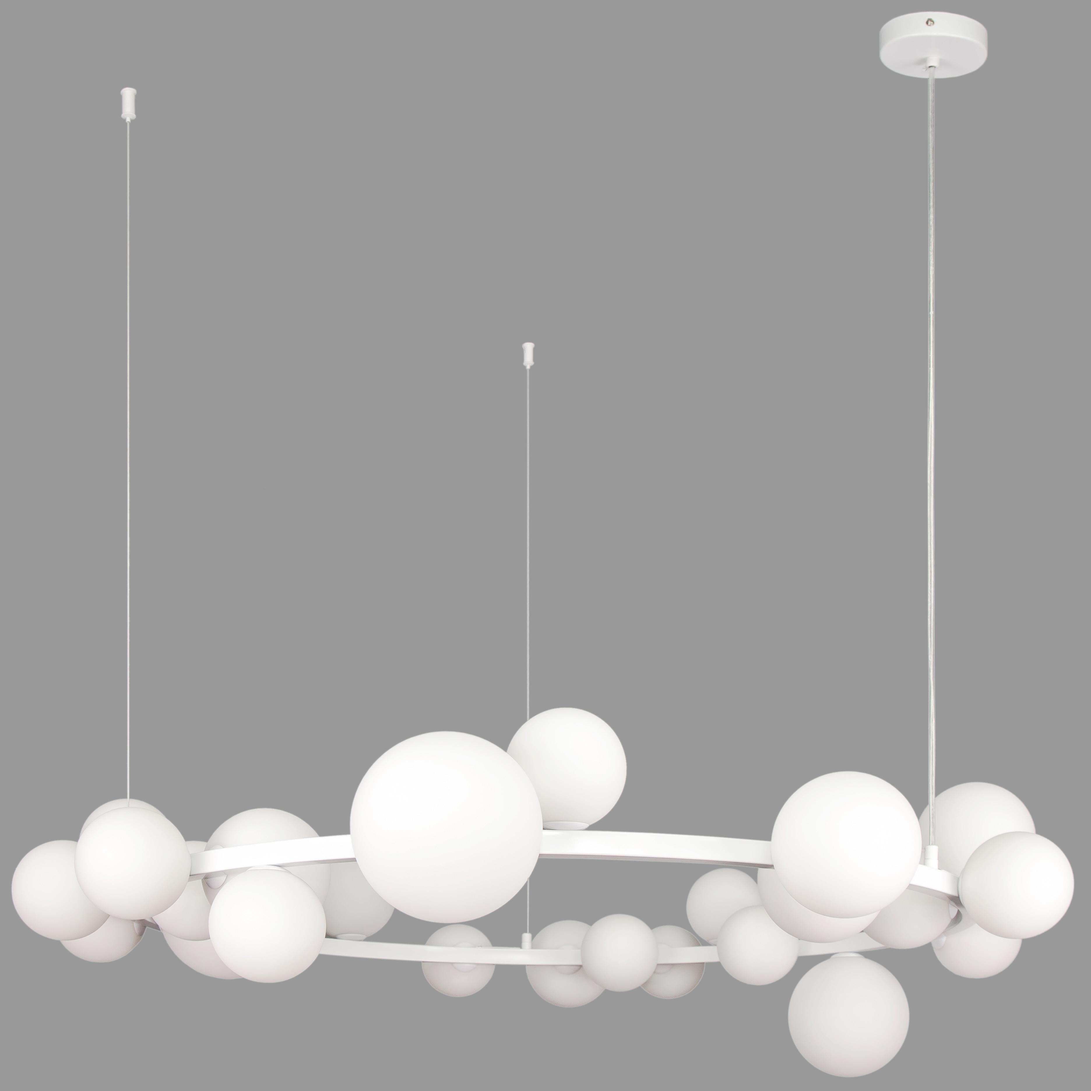 Люстра круглая с шаров Bubbles на 24 лампы Белый (918-LP267-24 WH+WH)