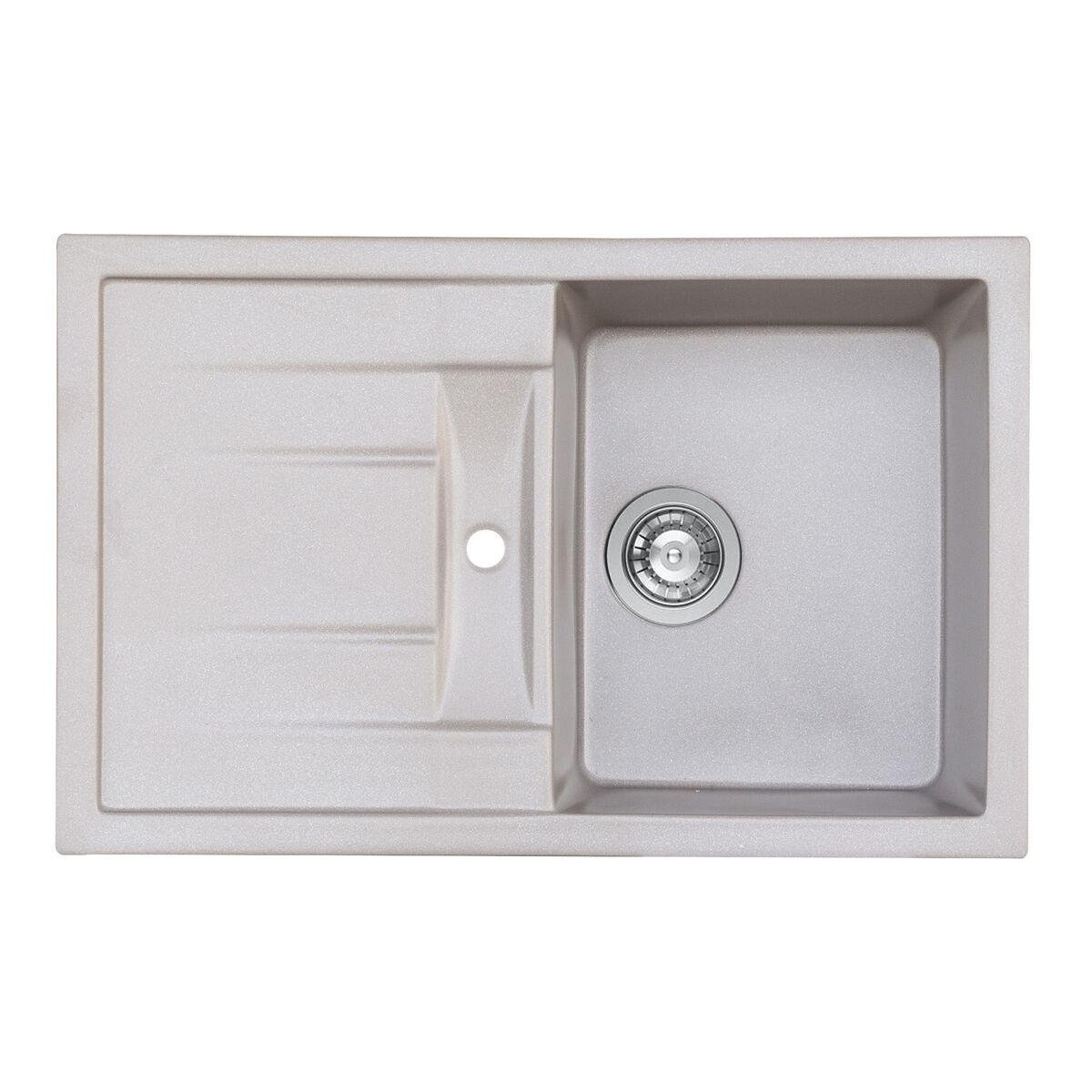 Гранитная мойка для кухни Platinum PRETSO глянец Серый муссон (7850)