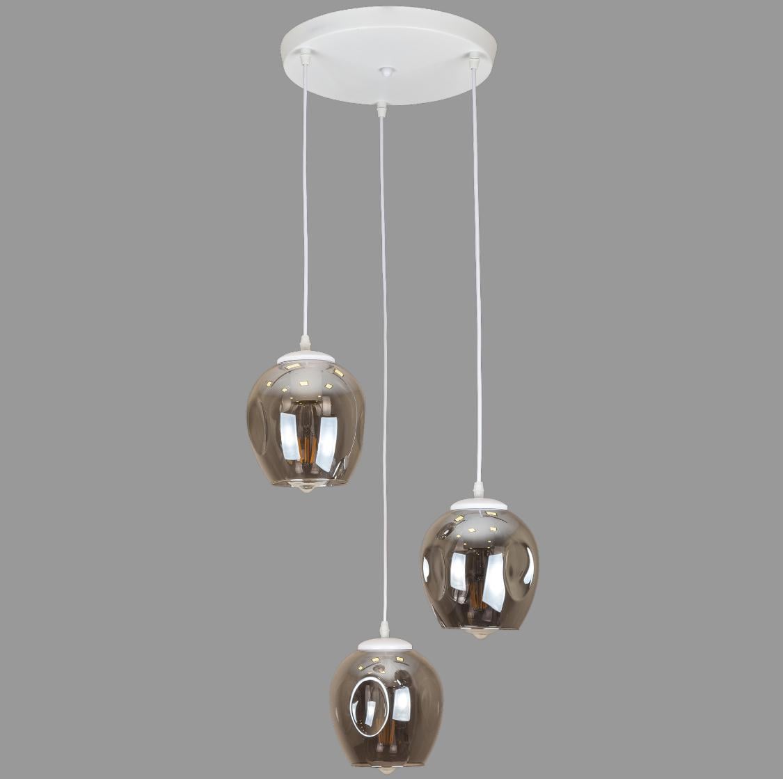 Люстра подвесная на 3 молекулы Белый (56-PR0231F-3 WH+BK) Люстра подвесная на 3 молекулы Белый (56-PR0231F-3 WH+BK)