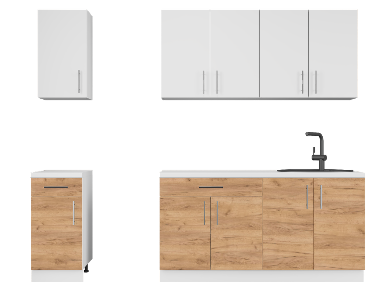 Кухня готовая Эверест К-3 Оптима без столешницы 2,5 м Белый/Крафт золотой (26011)