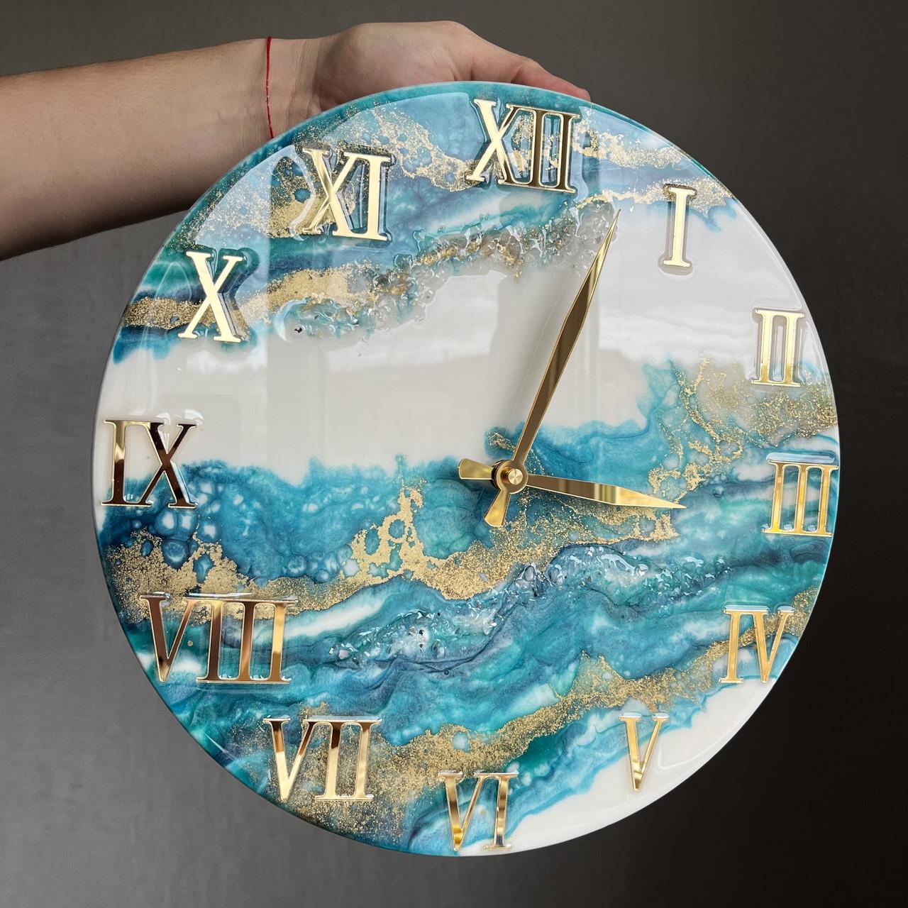 Часы настенные круглые из эпоксидной смолы EPOXY M117 30x30 см