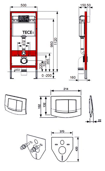 Инсталляция TECEbase 9400005 комплект 4в1 c кнопкой смыва (9.400.005) - фото 3