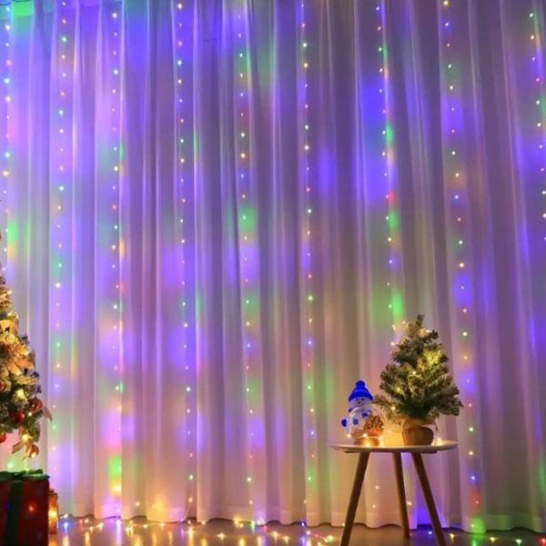 Гирлянда на штору новогодняя Капля росы 200 LED 220 В 3х3 м Разноцветный (LG-173305ML)