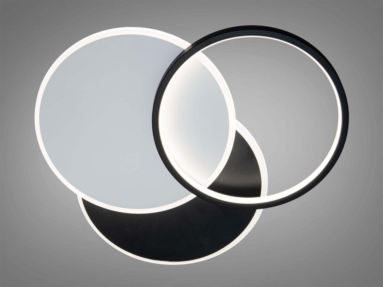 Люстра потолочная светодиодная кругами на кухню 65W на 9м2 Черный (Z212-2BL-LS)