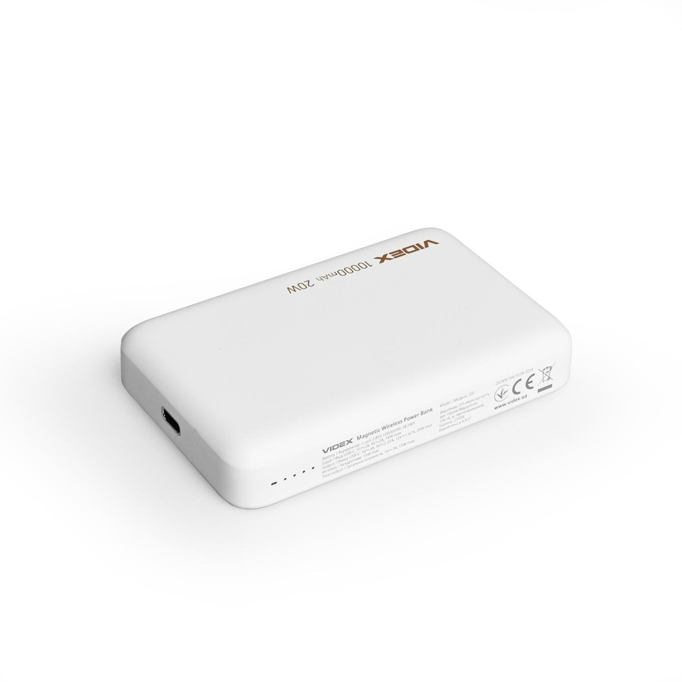 Повербанк з бездротовою зарядкою 10000 mAh VIDEX/PD20 W White (VPB-331) - фото 10 Повербанк з бездротовою зарядкою 10000 mAh VIDEX/PD20 W White (VPB-331) - фото 10