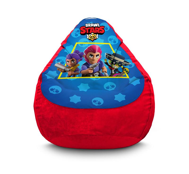 Крісло мішок iPuff Brawl Stars Heroes Red Флок XXXL 100х135 см Червоний