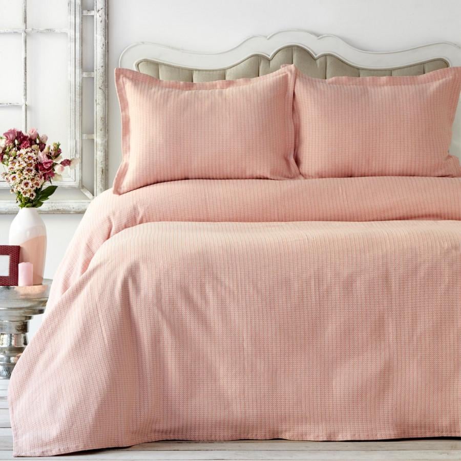 Покривало з наволочками Karaca Home Cally yavru agzi 230х240 євро Ніжно-рожевий (svt-2000022268264)