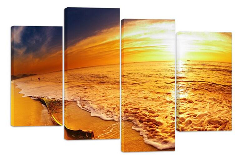 Модульная картина KIL Art Закат дня на пляже на холсте из четырех частей 129x90 см (M4_L_486)