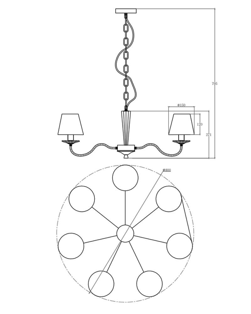 Люстра Edlin PL321167-7 Moren E14 7x12W IP20 Латунный (28118068) - фото 2 Люстра Edlin PL321167-7 Moren E14 7x12W IP20 Латунный (28118068) - фото 2