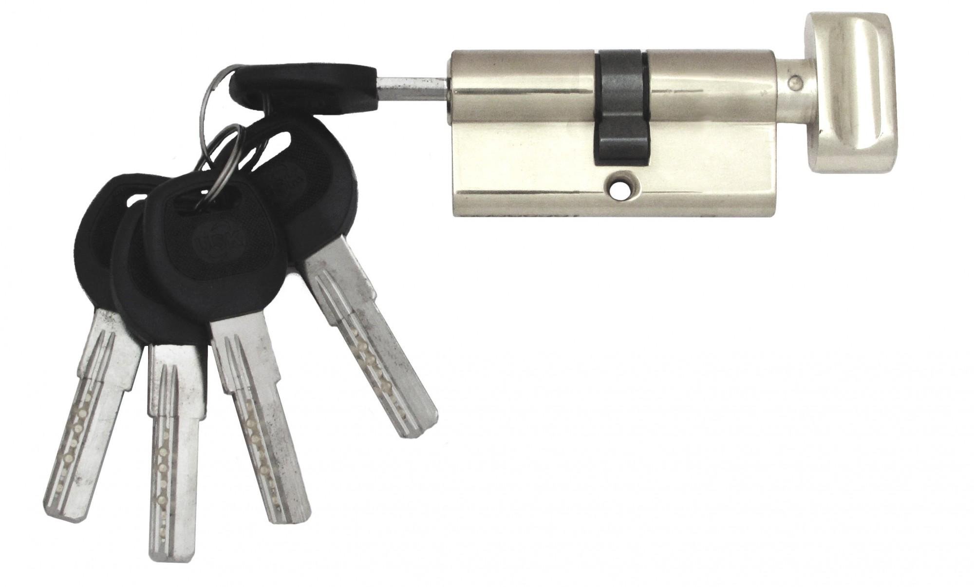 Цилиндровый механизм USK ZC-60 30x30 ключ/поворотник Никель