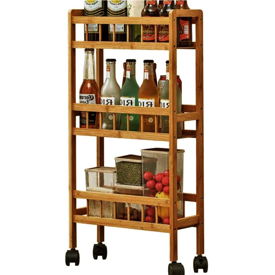 Этажерка для ванной из дерева на колесиках Ламонт Охра (АБТ-005804)