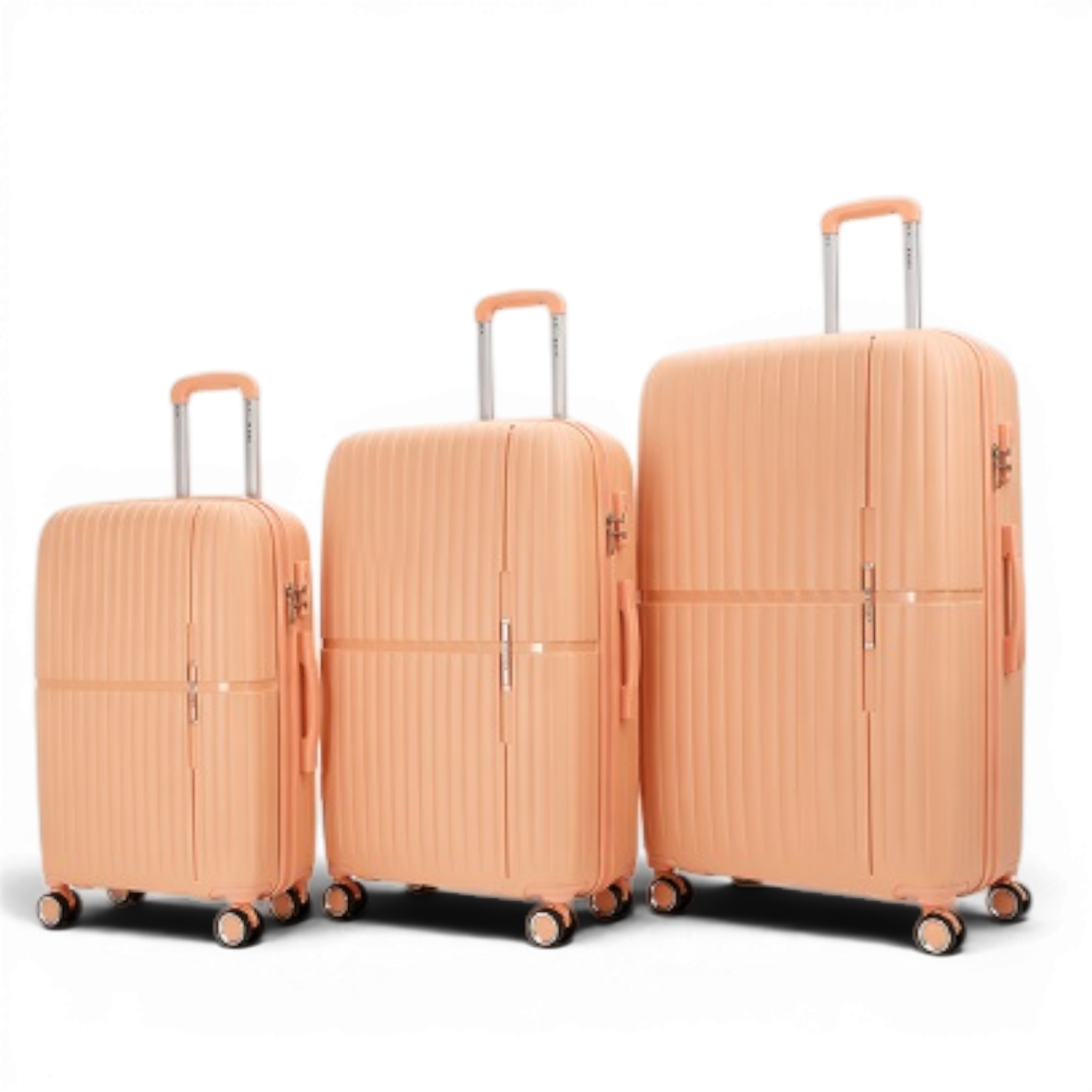 Набор чемоданов Nuri PP6608+C Peach 3в1 с USB и расширением S M L