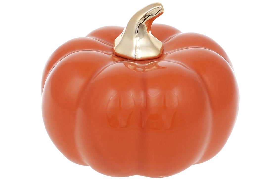 Декор фарфоровый Bonadi Тыковка 13 см Оранжево-золотой (727-434)