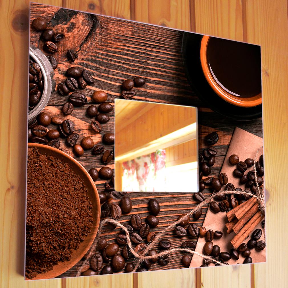 Зеркало декоративное Кофейные зерна на деревянном фоне 260х260 мм (M04189) Зеркало декоративное Кофейные зерна на деревянном фоне 260х260 мм (M04189)