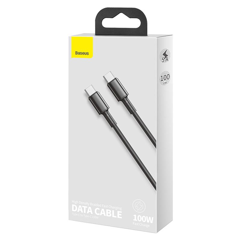 Кабель Baseus Type-C to Type-C High Density Braided Fast Charging Data Cable 1 м 5A 100W CATGD-02 Black (f6d7a48d) - фото 2