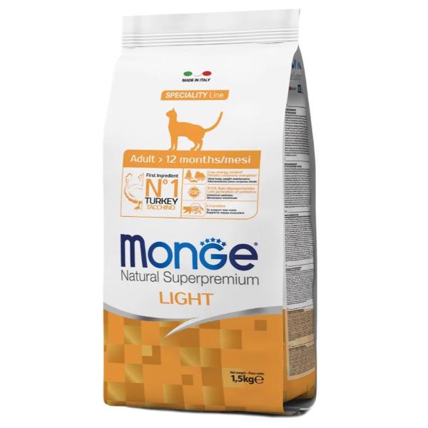 Корм для кошек сухой Monge Cat Light с индейкой 1,5 кг (000025742)