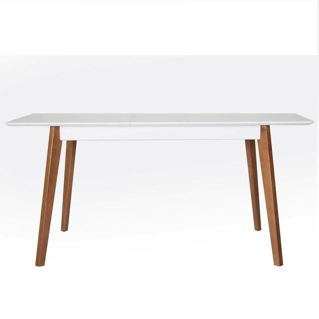 Стол кухонный раскладной Мікс Меблі Сингл 80х130 ( 30) натуральное дерево/МДФ Орех/Белый Стол кухонный раскладной Мікс Меблі Сингл 80х130 ( 30) натуральное дерево/МДФ Орех/Белый