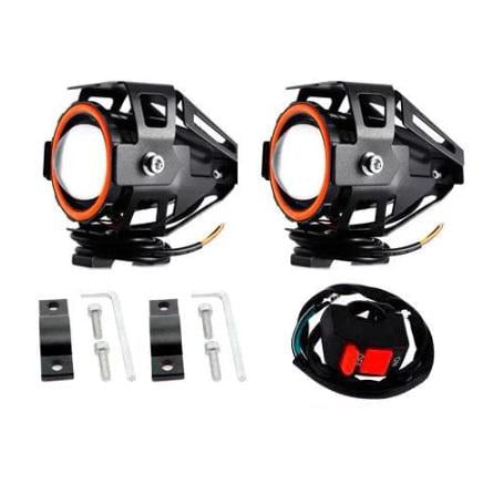 Фари прожектори для мотоцикла Angel Eyes U7 LED 12В 3000 Лм з кнопкою 2 шт. Червоний (359920) Фари прожектори для мотоцикла Angel Eyes U7 LED 12В 3000 Лм з кнопкою 2 шт. Червоний (359920)