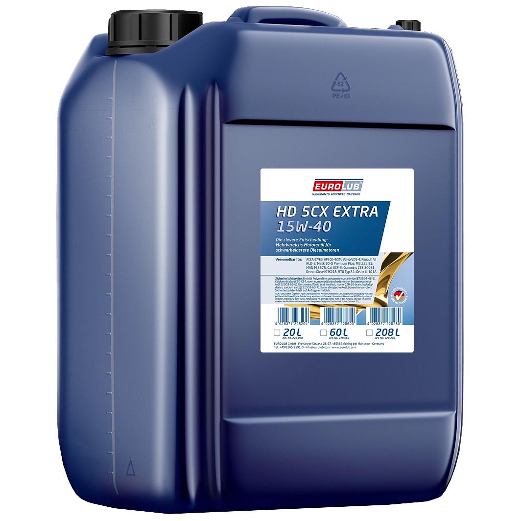 Моторное масло автомобильное EUROLUB HD 5CX EXTRA SAE 15W-40 20 л (228020)