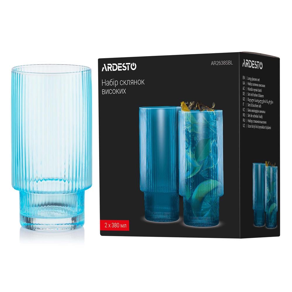 Набір склянок високих Ardesto AR2638SBL 380 мл 2 шт. Блакитний (123509) - фото 7