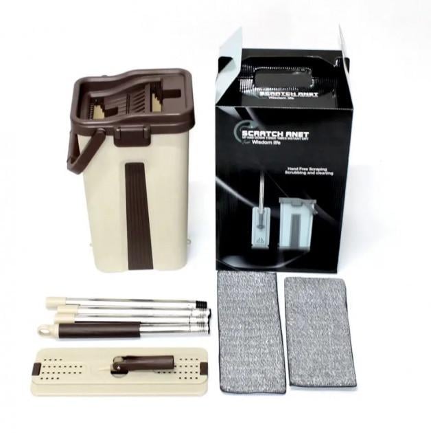 Швабра лента Scratch Cleaning Mop с отжимом/запасной насадкой/ведром 10 л (27230899)