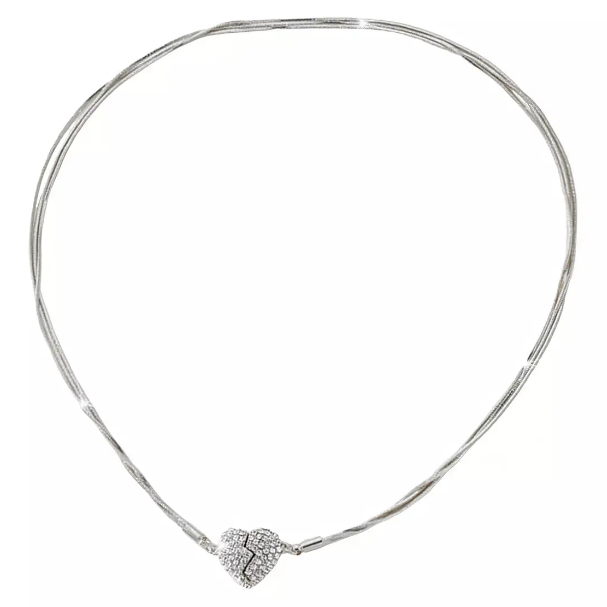 Цепочка RetenLove с кулоном-магнитом в виде сердца Серебристый (2645)