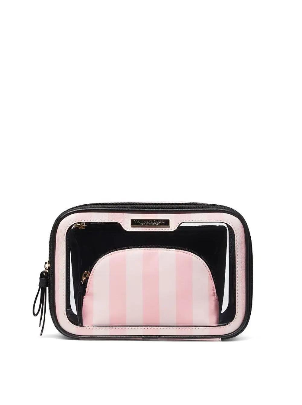 Косметичка Victoria's Secret 3-Piece Makeup Bag 3в1 Розовая полоска (12074216)