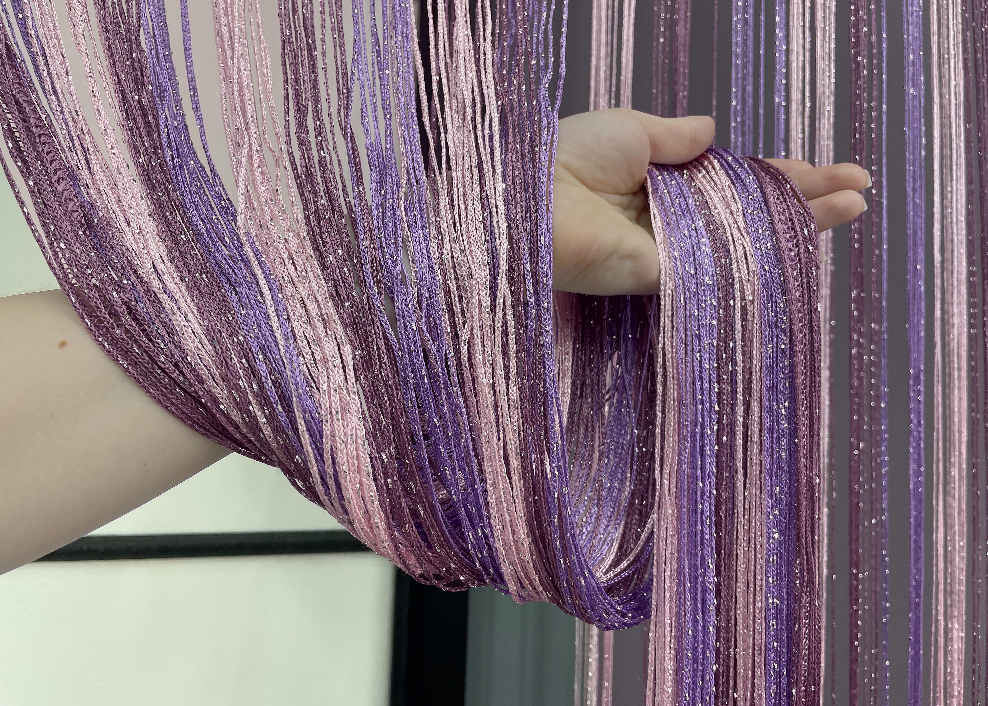 Шторы-нити с люрексом 300х300 см Малиновый с сиренево-розовым (61-075) - фото 5