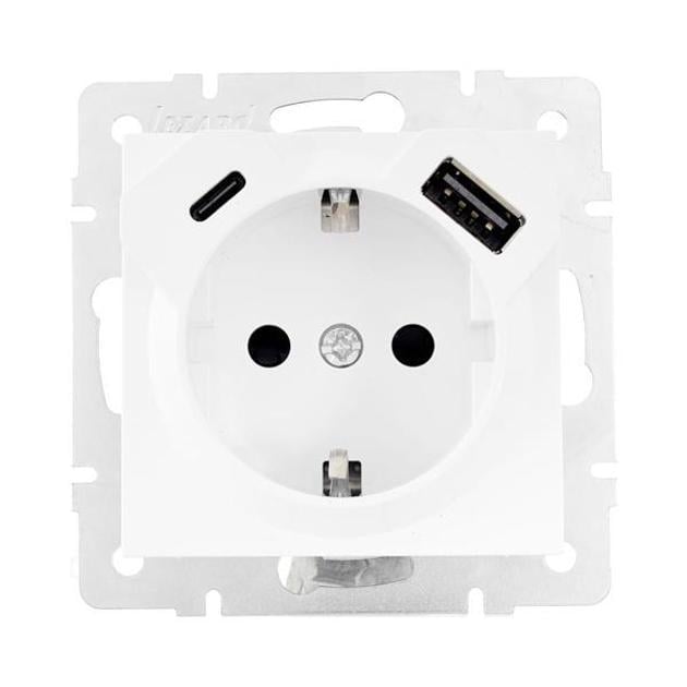 Розетка Vesna 742-0288-181TC 1-я с/с /USB/TC Белый (00000039729)