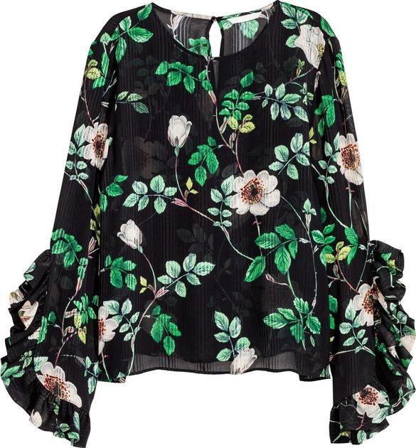 Сорочка H&M з квітами р. 34 Чорно-білий (611050П)