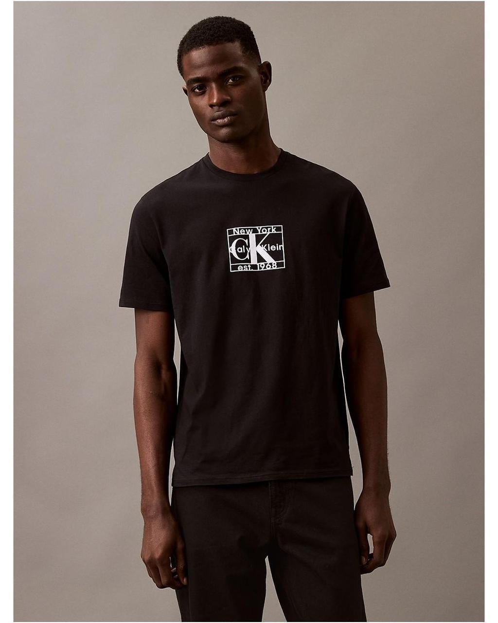 Мужская футболка Calvin Klein Flocked Monogram Logo Graphic Classic M Черный (1935246832)
