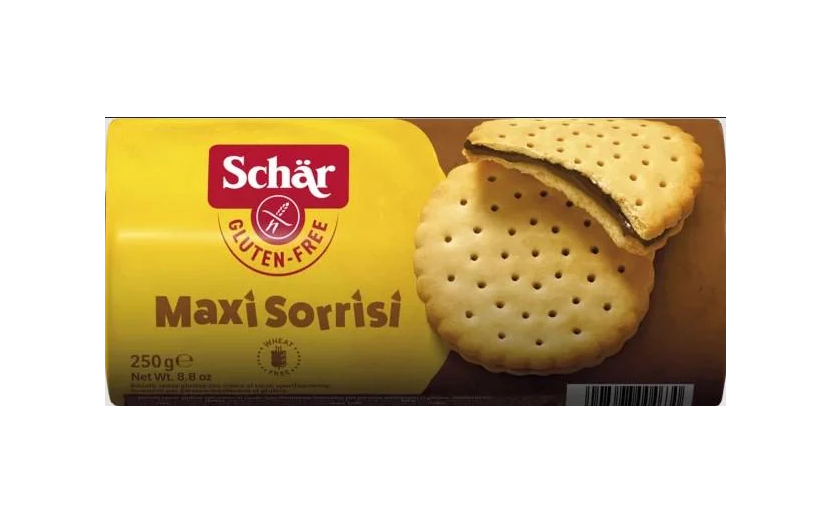 Печенье-сендвич без глютена с шоколадным кремом Dr. Schar Maxi Sorrisi 250 г (8008698004630) - фото 1