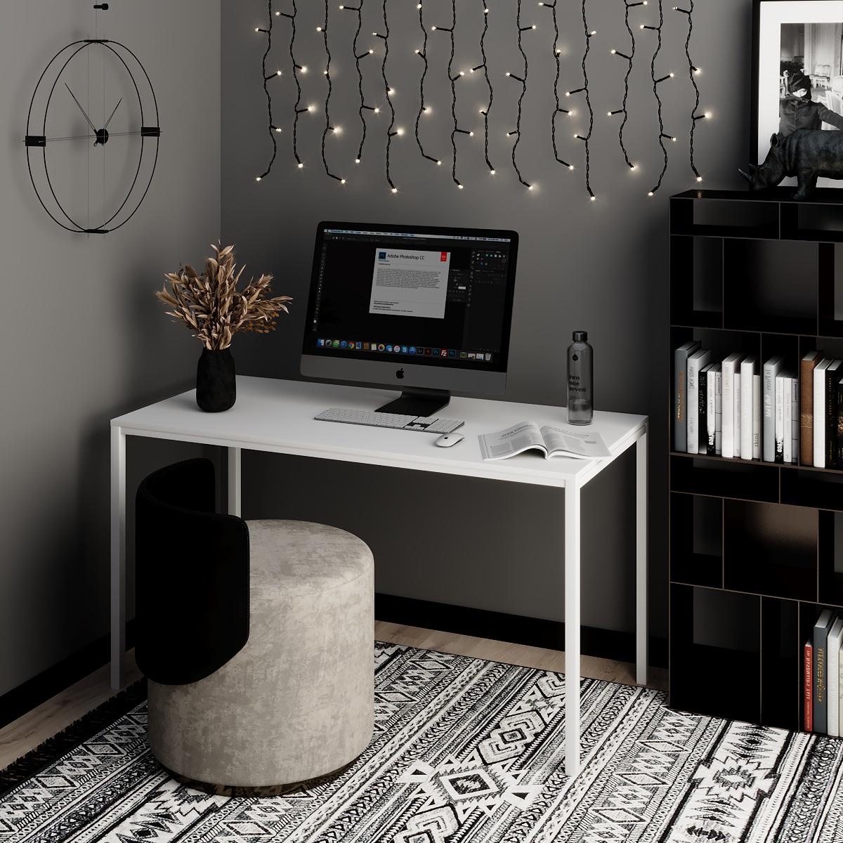 Стіл письмовий Art in Head Brevity Loft standart 1400х750х670 мм Білий діамант/Білий метал (522028916) - фото 3 Стіл письмовий Art in Head Brevity Loft standart 1400х750х670 мм Білий діамант/Білий метал (522028916) - фото 3