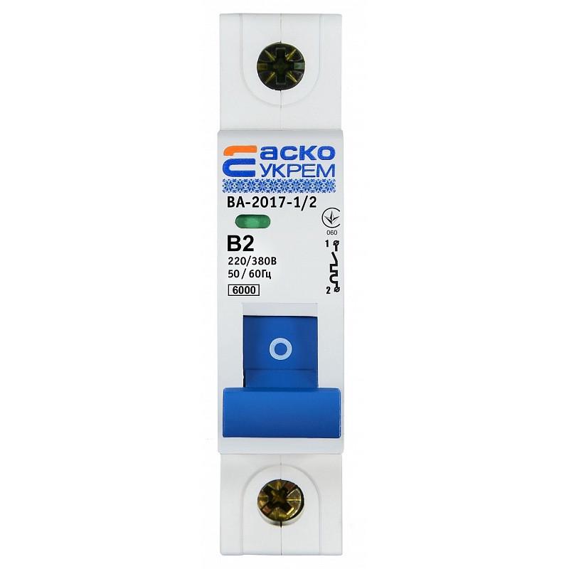 Автоматический выключатель Аско-Укрем ВА-2017/B 1 полюс 2А тип B A0010170045 (51557)