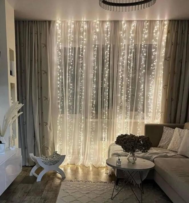 Гірлянда Штора Роса 3x3 м 900 LED Білий теплий/Срібний дріт (46576879)