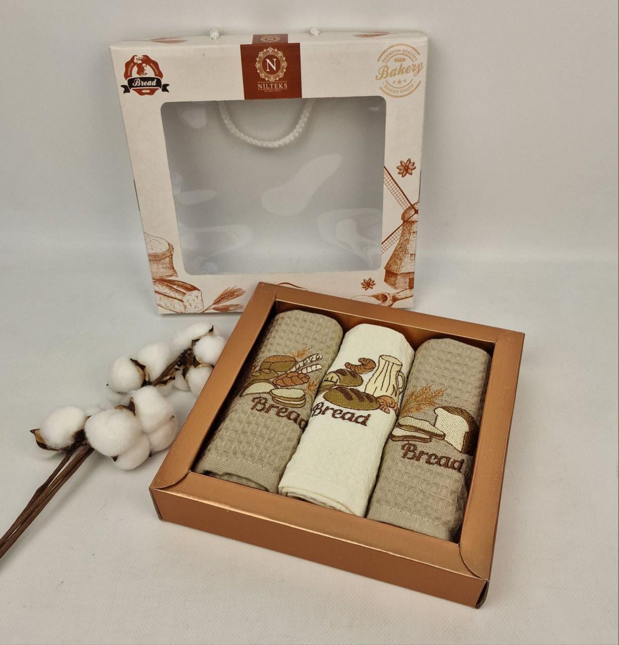 Набор вафельных полотенец Nilteks Packaging Bread 3 шт. (CN41345)