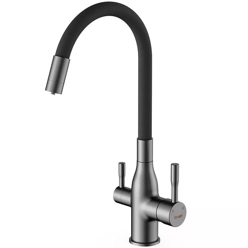 Смеситель для кухни Frap F4396-15 на две воды Серый (214082)