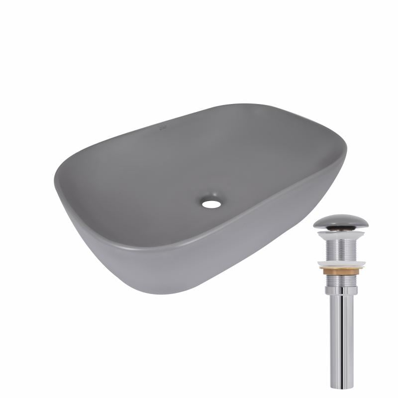 Раковина накладна Qtap Robin QTROB188SG49786 прямокутна з донним клапаном 600x390x150 мм Сірий (SD00055910) Раковина накладна Qtap Robin QTROB188SG49786 прямокутна з донним клапаном 600x390x150 мм Сірий (SD00055910)