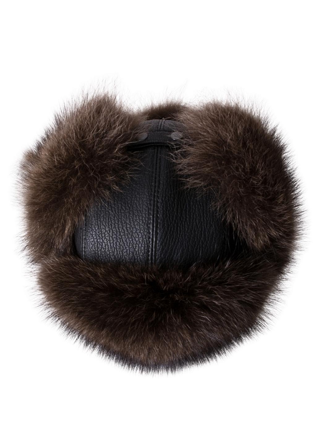 Шапка ушанка Меховой стиль Ушанка из натурального меха енота Рудо-коричневый (513/F)