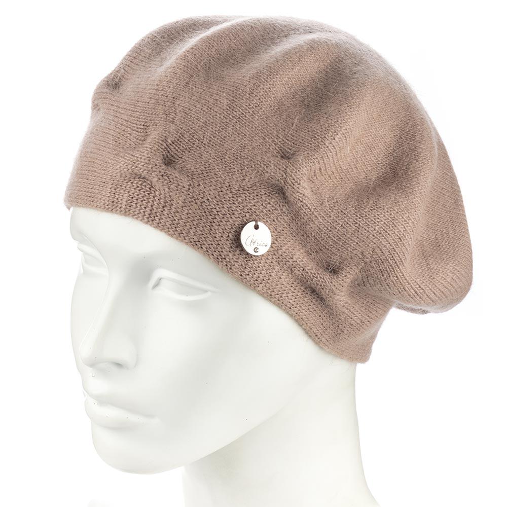 Берет женский ангоровый двойной Atrics WH910 с узором Лама