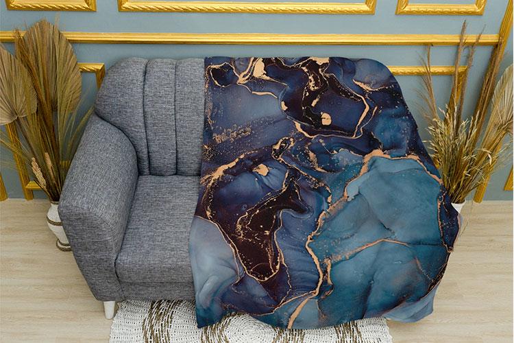 Плед PromoZP Мрамор плюш однослойный 135х150 см Темно-синий (102392-3)